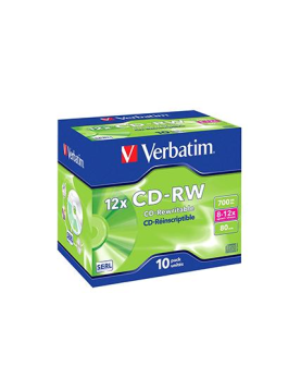 CD-RW 700MB 8x 10x Verbatim Jewell Case 10un